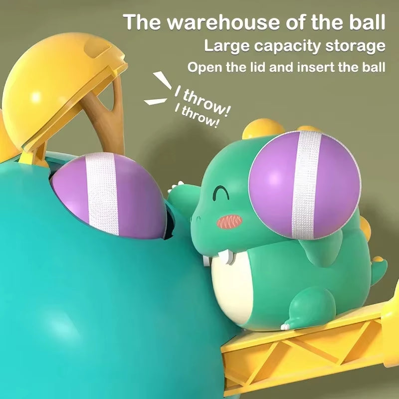 Kids Cartoon Dinosaur Sticky Ball Gun Toys Catapult Target Dart Board Shoot Sport Softball Interactive Toys for Boys Girls Gift
