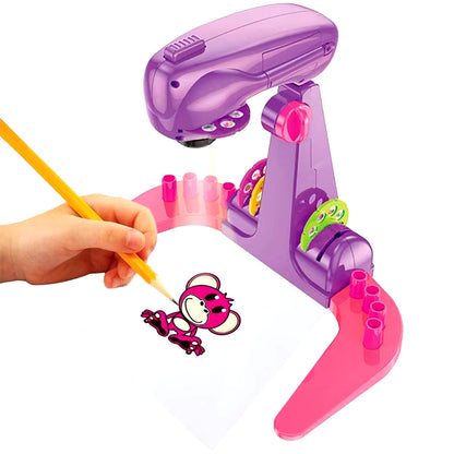 Kids' Creative LED Projector Art Drawing Board - Fun Painting Desk for Educational Arts and Crafts