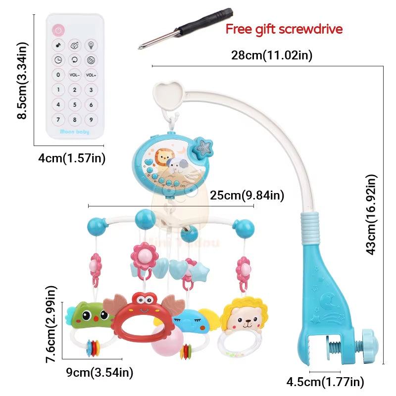 Baby Crib Mobile Rattle Toy, Rotating Musical Projector with Night Light