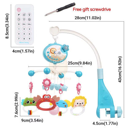 Baby Crib Mobile Rattle Toy, Rotating Musical Projector with Night Light