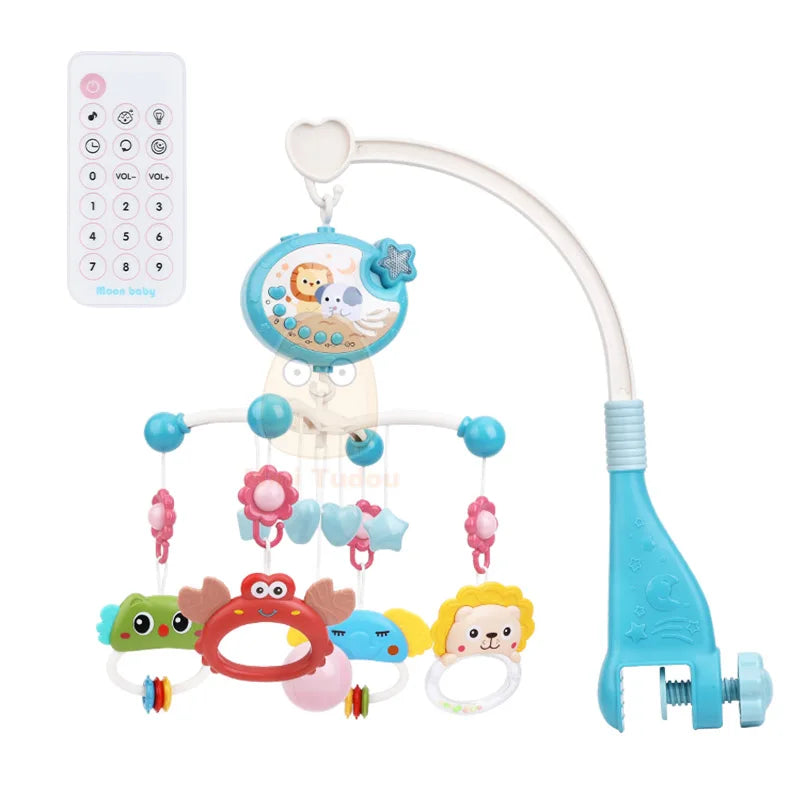 Baby Crib Mobile Rattle Toy, Rotating Musical Projector with Night Light