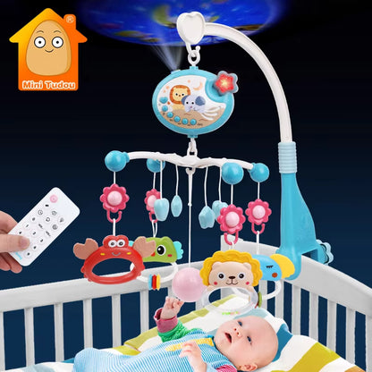 Baby Crib Mobile Rattle Toy, Rotating Musical Projector with Night Light