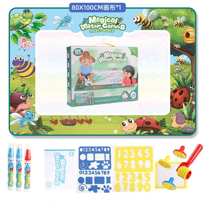  Magic Water Drawing Mat (100X80Cm) Coloring Doodle with Reusable Magic Pens 
