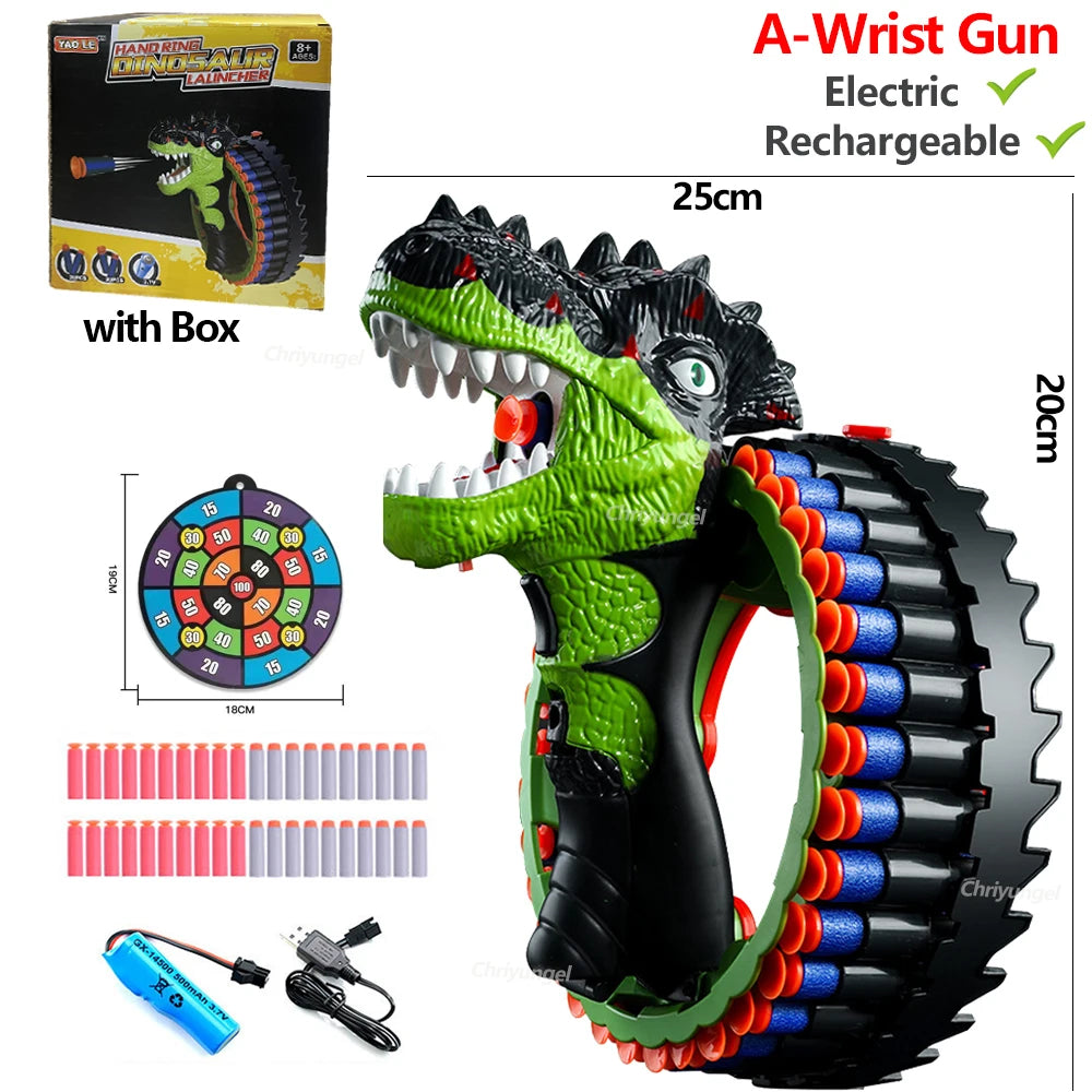 Soft Bullet Gun Toy Kids Spinning Dinosaur Wrist Gun 