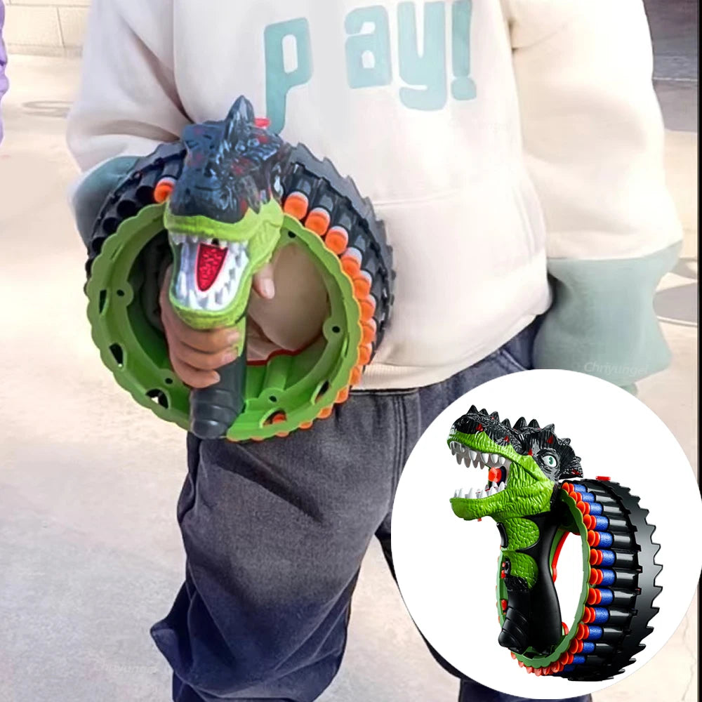 Soft Bullet Gun Toy Kids Spinning Dinosaur Wrist Gun 