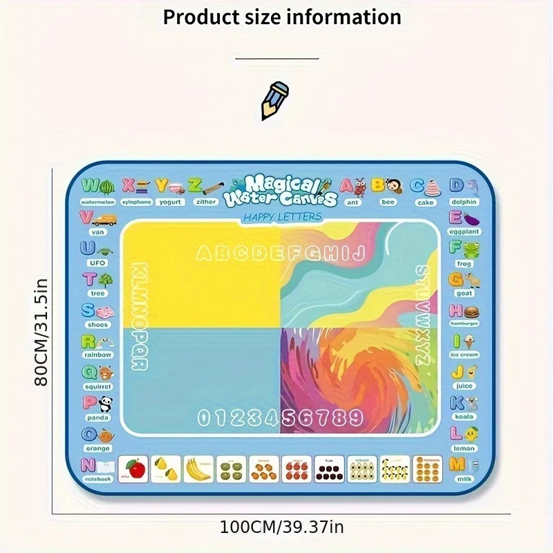  Magic Water Drawing Mat (100X80Cm) Coloring Doodle with Reusable Magic Pens 