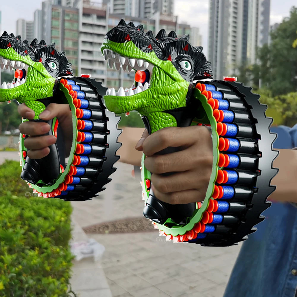 Soft Bullet Gun Toy Kids Spinning Dinosaur Wrist Gun 