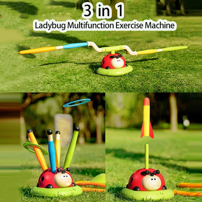 3 in 1 Ladybug Sport Entertainment Game Toy Multifunction Rope Skipping Machine & Jump Rocket Launcher Outdoor 