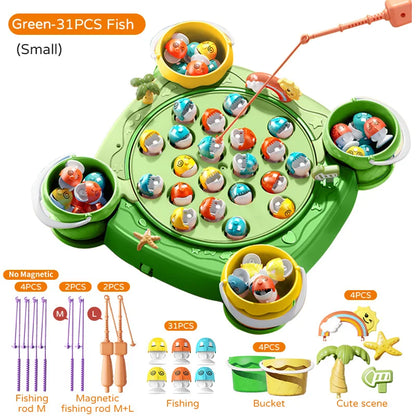 Kids Magnetic Fishing Game Set, Electric Fishing Toy Have Music Spinning Game Fish Rod