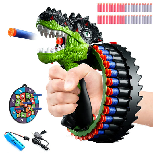 Soft Bullet Gun Toy Kids Spinning Dinosaur Wrist Gun 