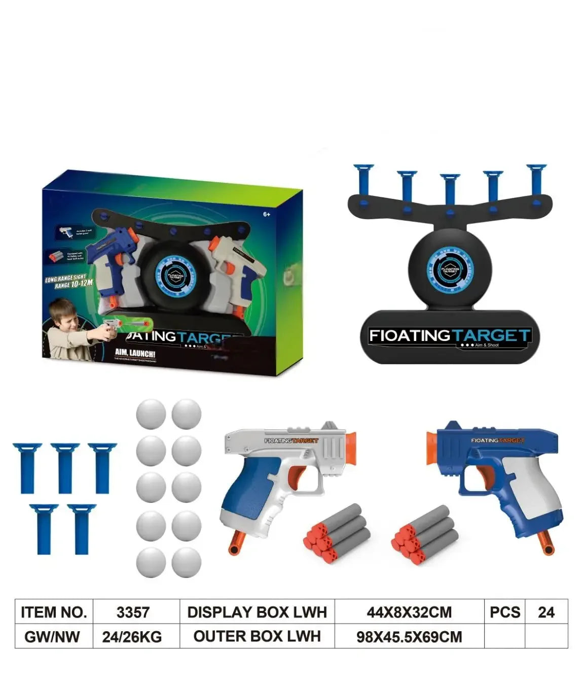 Glow-In-The-Dark Shooting Targets, Toy Gun Set Electric Hovering Target