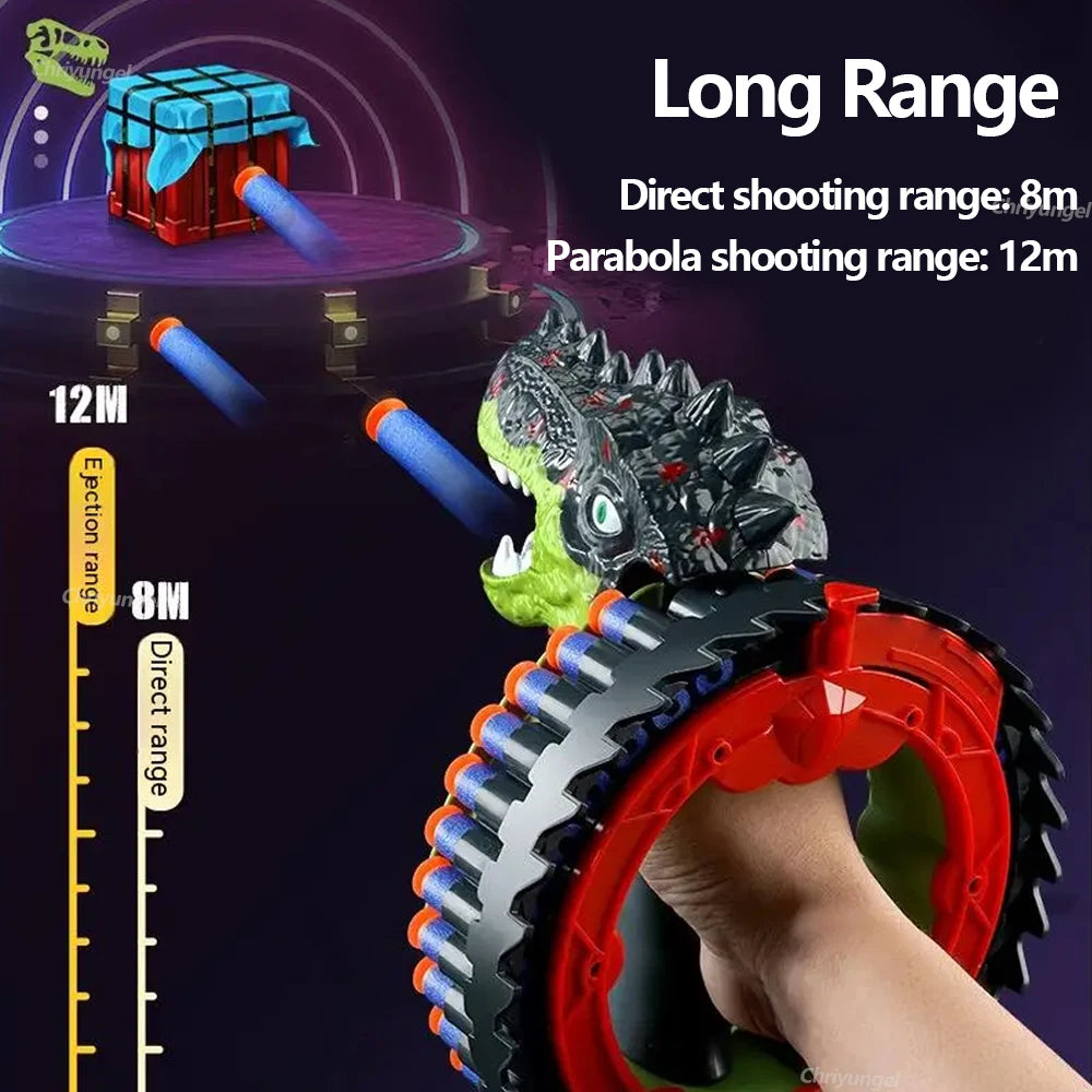Soft Bullet Gun Toy Kids Spinning Dinosaur Wrist Gun 