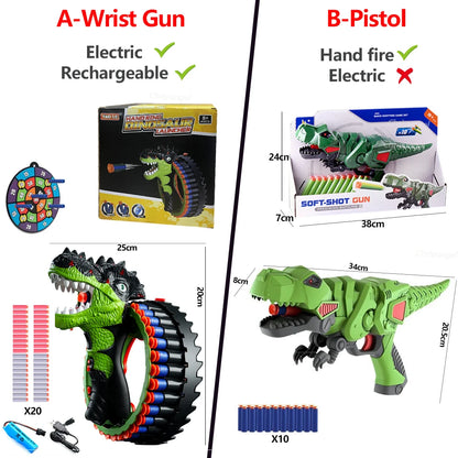 Soft Bullet Gun Toy Kids Spinning Dinosaur Wrist Gun 