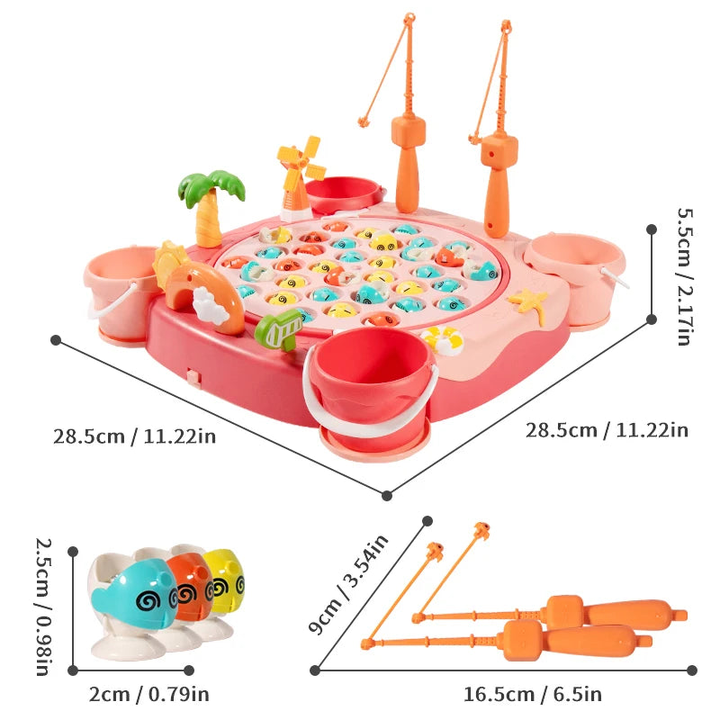 Kids Magnetic Fishing Game Set, Electric Fishing Toy Have Music Spinning Game Fish Rod