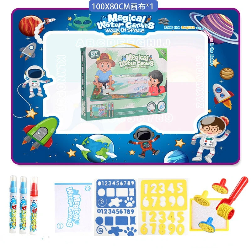  Magic Water Drawing Mat (100X80Cm) Coloring Doodle with Reusable Magic Pens 