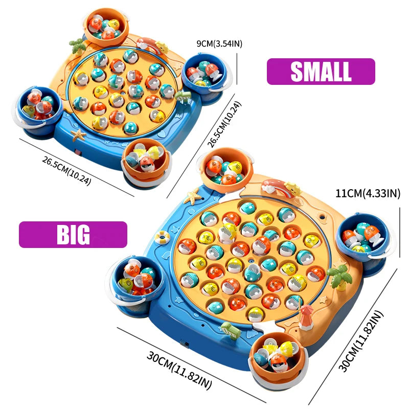 Kids Magnetic Fishing Game Set, Electric Fishing Toy Have Music Spinning Game Fish Rod