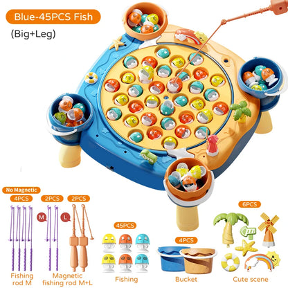Kids Magnetic Fishing Game Set, Electric Fishing Toy Have Music Spinning Game Fish Rod