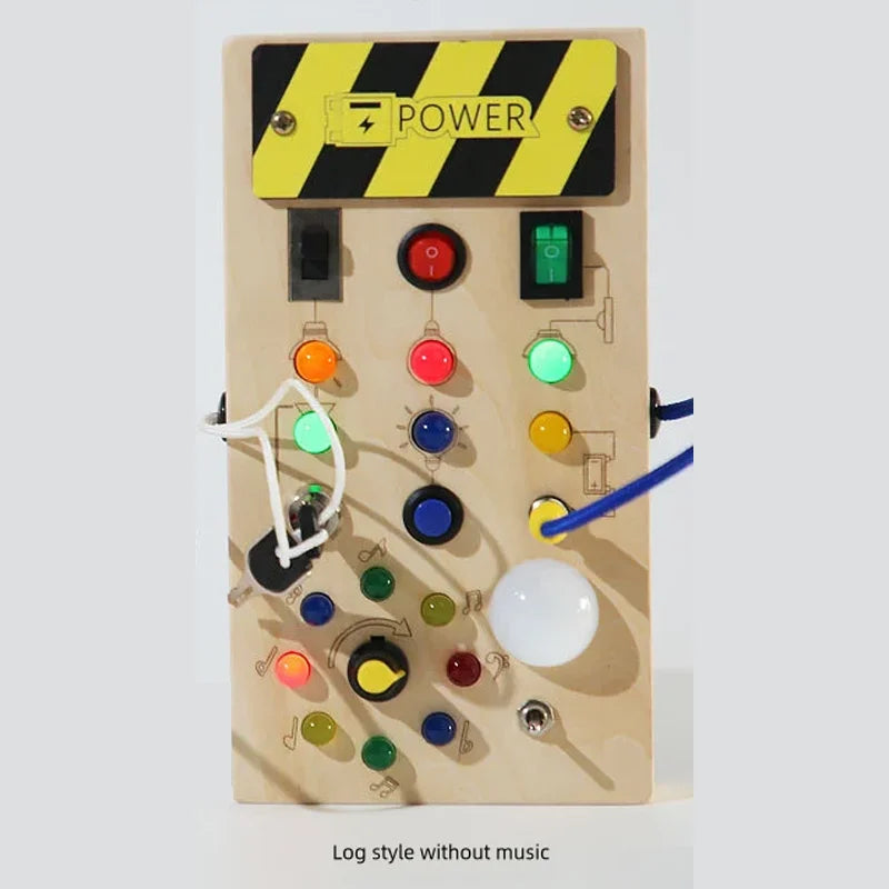 Wooden Sensory Training Toy For Children, Mini Busy Board, LED Lights/Switch Control, Early Learning Educational, Baby Gift