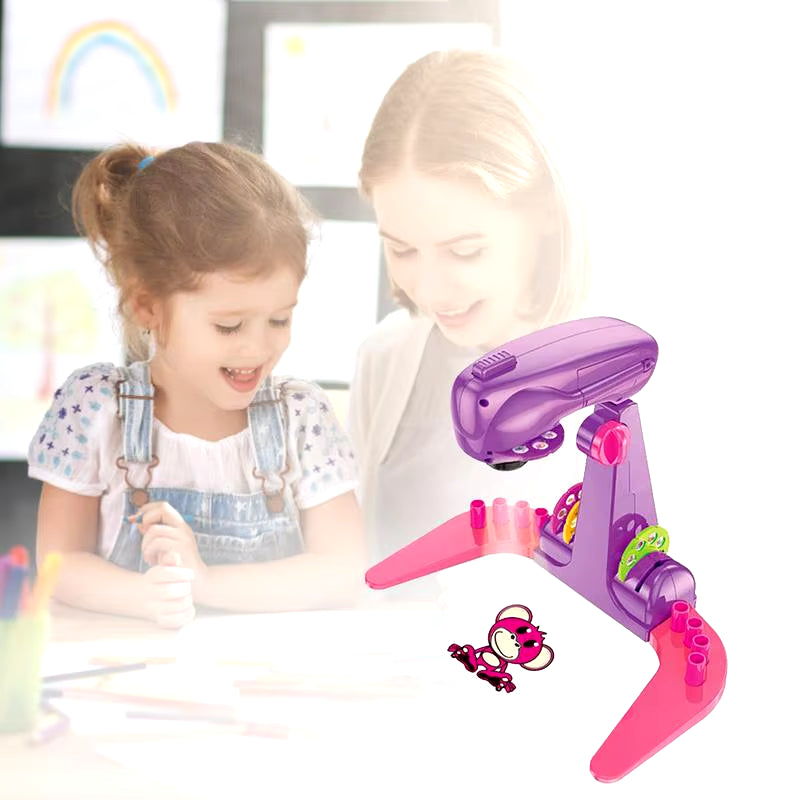 Kids' Creative LED Projector Art Drawing Board - Fun Painting Desk for Educational Arts and Crafts