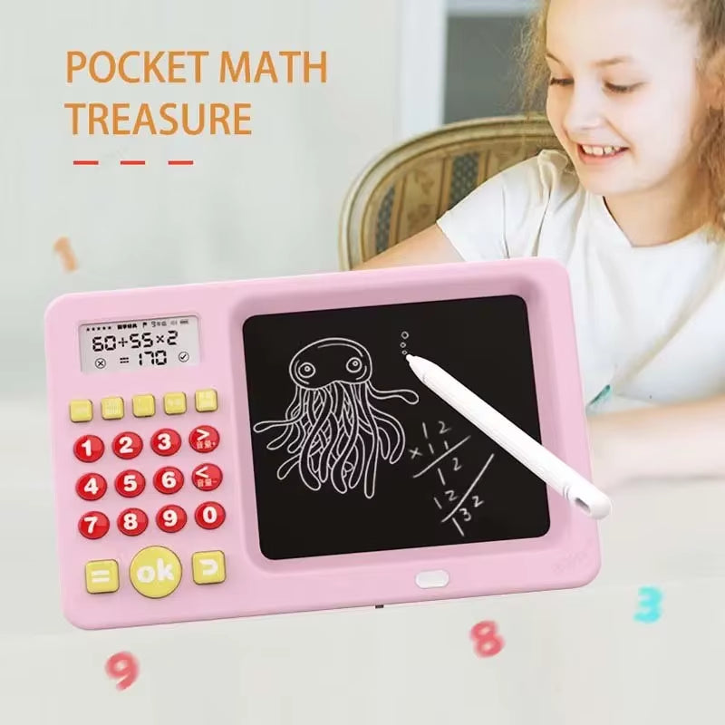 Handwriting Board Kids English Drawing Board, LCD Calculator Mental Arithmetic Machine.