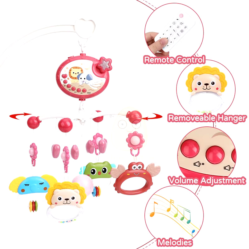 Baby Crib Mobile Rattle Toy, Rotating Musical Projector with Night Light